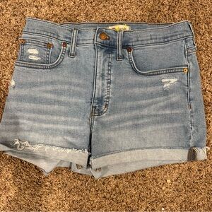 Madewell High Rise Denim Shorts Distressed Cuffed Size 29